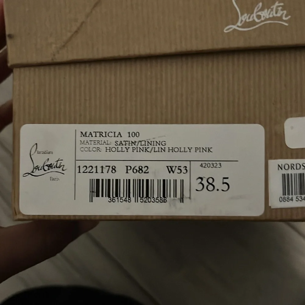 Christian Louboutin Matricia 100 Holly Pink Satin Backless Sandal Heel Pump 38.5